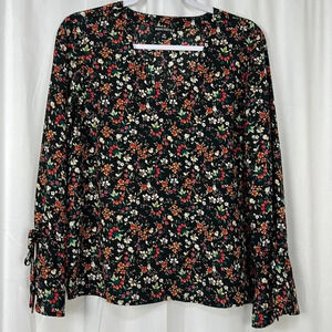 J.Crew Women’s 10 Mercantile‎ Floral Long Tie-sleeve V-Neck Blouse